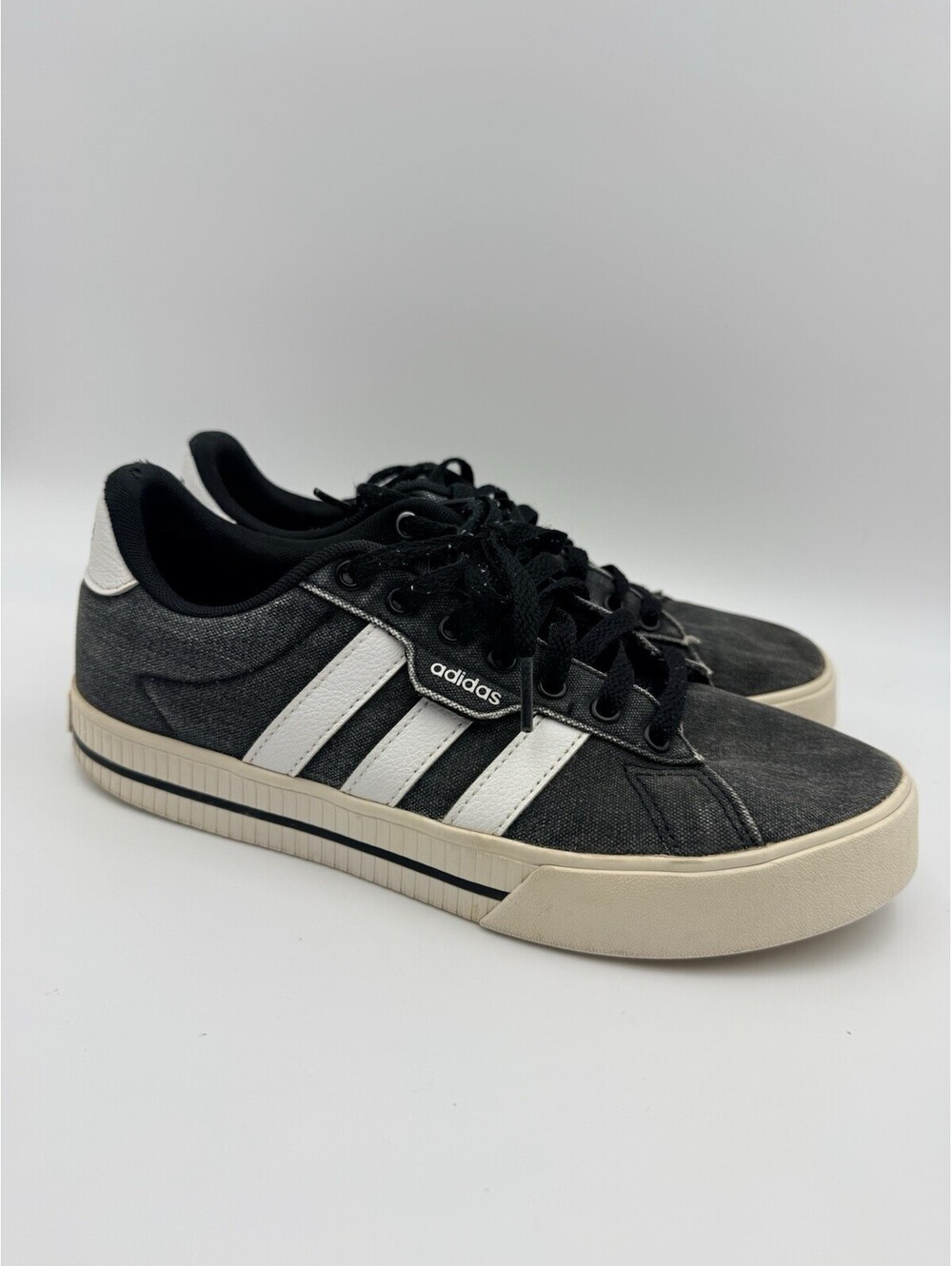 Adidas Daily 3.0 Trainer Shoes Men's Core Black Canvas Lace Up Sneakers - 7